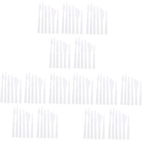 90 pcs Scraper Mixing Oil/Spatula Long Portable Acrylic Tools Painting Supplies Color White Drawing Accessories Spreading for Art Plastic Knives Tool Scratching Applying