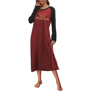 Ekouaer Nightgown Long Sleeve Womens Nightgown Sleep Shirts for Women Night Dress Nightgowns for Woman Soft Sleepwear S-XXL