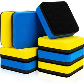 Mini Dry Erasers - 8 Pack Magnetic Whiteboard Eraser 2 x 2 Inch Reusable Dry Erase Cleanser for White Board Chalkboard Multi-Purpose Teacher Supplies for Classroom Office Home, Blue and Yellow