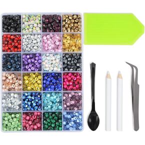 LPBeads Glass Hotfix Rhinestones Bulk SS10 14400pcs 24 Colors Hotfix Crystal Flatback Rhinestones for Crafts Clothes with Tweezers and Wax Pencil Kit