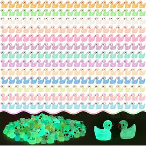 130pcs Luminous Mini Resin Ducks,Glow in The Dark Tiny Duck for Home Hide Prank Game Dollhouse Decor Aquarium Potted Miniature Landscape DIY Ornament