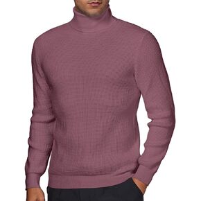 DEMEANOR Men's Turtleneck Pullover Sweaters for Men Waffle Knit Long Sleeve Thermal Turtle Neck Warm Sweaters for Men