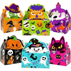 KiDEPOCH 24 Pcs Halloween Cardboard Boxes Funny Party Favors Boxes for Halloween Treat Boxes in Halloween Features for Candy Snacks Cookie Small Gifts