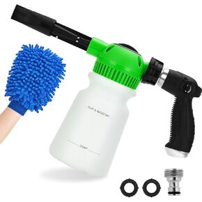 Elechomes Car Wash Foam Gun, Car Wash Soap Sprayer with Car Washing Mitts Quick Connect to Most Garden Hose (Green)