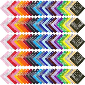 120 Pcs Multicolor Bandanas Paisley Print Bandana Retro Cowboy Bandanas Bulk for Men Women Boys Girls Western Party Supplies