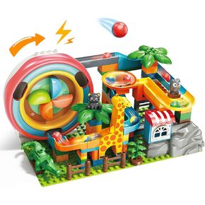 Electric Marble Run Building Blocks for Ages 4-8, Marble Track Puzzle for Kids, Maze Track, STEM Toy for Boys and Girls, Birthday Gift for Kids, 142 Pcs