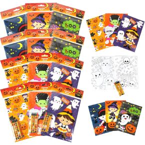 TINYMILLS Halloween Coloring Books for Kids with 12 Coloring Books and 48 Crayons, Halloween Party Favors, Halloween Prizes, Halloween Party Supplies, Halloween Crafts