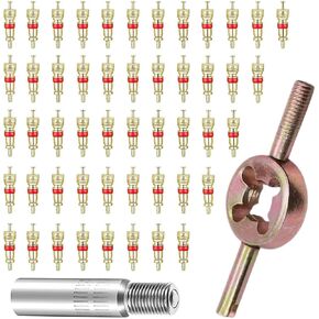 52PCS Valve Stem Removal Tool Kit 50 Schrader Valve Core 1 Valve Removal Tool 1 Stem Extension Tire Valve Core for RV ATV Automotive Trucks Motorcycles Air Conditioning