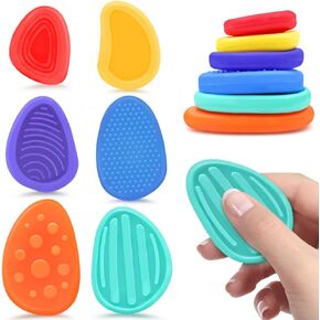 Sensory Stone Fidget Toys, 6 Pcs Quiet Worry Stone for Kids/Adults Calming, Silicone Stress Toys for Anxiety/Autism/ADHD Relief