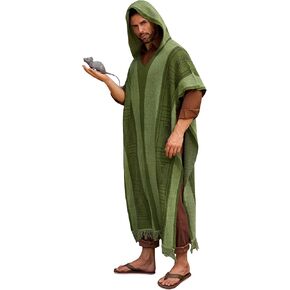 Arvilhill Men's Halloween Bruno Costume Encanto Cloak Green Hooded Cape Cosplay Poncho