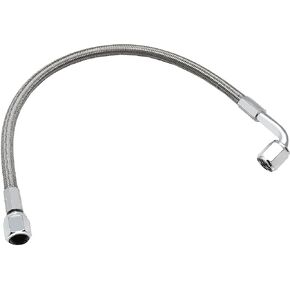 4AN Turbo Oil Feed Line 24" Length Steel braided 90 degree straight hose end pressure stainless steel material Remote turbocharger sensor Teflon Turbo feed wire 24 inch argent 551871