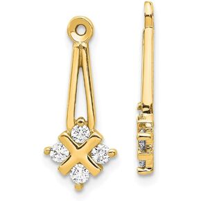 Solid 14k Yellow Gold Dangle Cluster Diamond Earring Jacket Mountings - 19mm x 8mm