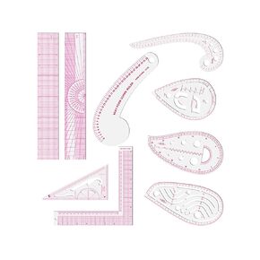 Fashion Clear Metric Sewing Ruler Set,French Curve Pattern Rulers for Beginners, Tailors, Designers, Quilting, Embroidery, Cross Stitch, Crochet, Knitting