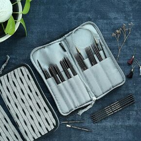 Lantern Moon CASE Double Point, Ikat, Grey & Black