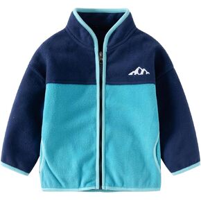 Toddler Boys Polar Fleece Full-Zip Mock Jacket With Pockets Unisex Kid Lightweight Fall Coat Outwear Standing Collar