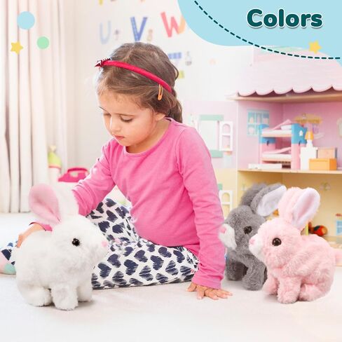 Hopping Walking Bunny Rabbit Toy with Sounds, Wiggling Ears, Twitching Mouth and Nose, Educational Interactive Bunny Rabbit Toy for Baby in Saudi Arabia