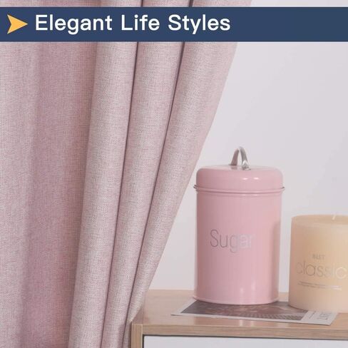 RHF Blackout Curtains 84 Inch Length 2 Panels Set, Primitive Linen Look, 100% Blackout Curtains Linen Blackout Curtains, Grommet Curtains for Living Room, Burlap Curtains-(50x84, Black) in Kuwait