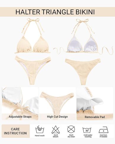 Women's Sexy Halter Triangle Bikini Set - High Cut Brazilian 2 Piece Bikini Swimsuit Bathing Suit 2025 in Kuwait