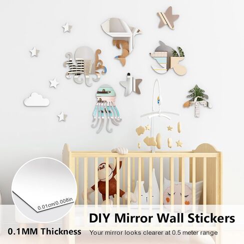 4PCS Wall Mirror Tiles,12x12 Inch Flexible Mirror Sheet,Self Adhesive Self Cuttable Mirror Wall Stickers Non Glass Square Mirrors for Home Wall in Saudi Arabia