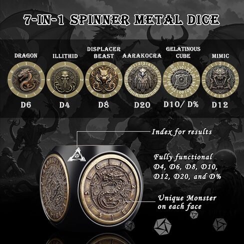 Haxtec Spinner DND Dice, 7-in-1 Metal D&D Cube Fidget Dice Set in Saudi Arabia