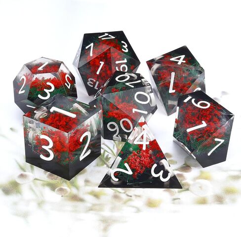 Haxtec DND Dice Set Sharp Edge Resin Dice Set with Dice Case, Flower D and D Dice, Polyhedral D&D Dice Set for Dungeons and Dragons TTRPGs DND Gift in Kuwait