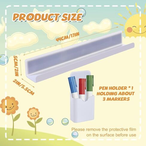 2 Pcs Magnetic Book Shelf for Whiteboard,Reusable Magnetic Book Holder with a Pen Container,Acrylic Magnetic Floating Book Shelves Book Display Shelf,Magnetic File Holder for Classroom,Office,Fridge in Saudi Arabia