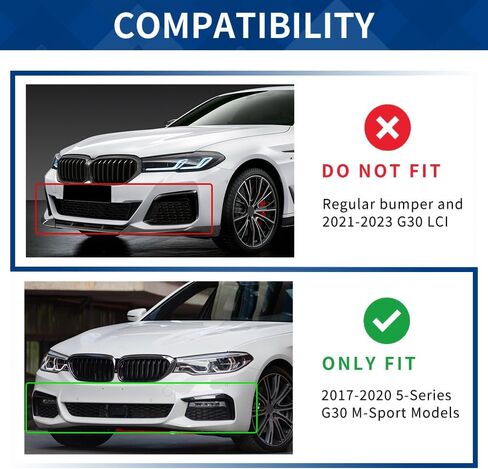 G30 Front Lip Compatible with BMW (2017-2020) 5-Series G30 Pre-lci with M-Sport Bumper Model ABS Gloss Black MP-Style in Saudi Arabia