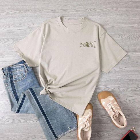 Cayxatiu Cute Cat Graphic Tees for Women Harajuku Shirt Letter Printed Oversized T Shirts Aesthetic Casual Baggy Tshirts… in Kuwait
