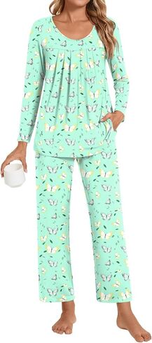Pajamas Sets for Women Soft Long Sleeve Pjs Top and Pants with Pocket 2 Piece Ladies Loungewear in Saudi Arabia