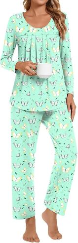 Pajamas Sets for Women Soft Long Sleeve Pjs Top and Pants with Pocket 2 Piece Ladies Loungewear in Saudi Arabia