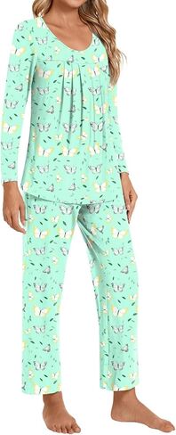 Pajamas Sets for Women Soft Long Sleeve Pjs Top and Pants with Pocket 2 Piece Ladies Loungewear in Saudi Arabia