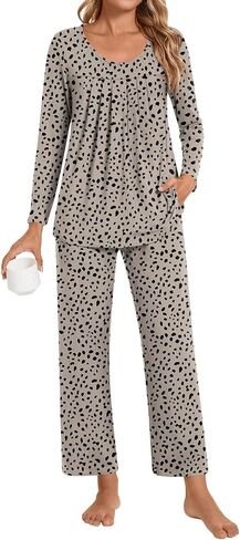 Pajamas Sets for Women Soft Long Sleeve Pjs Top and Pants with Pocket 2 Piece Ladies Loungewear in Saudi Arabia
