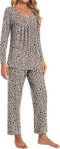 Pajamas Sets for Women Soft Long Sleeve Pjs Top and Pants with Pocket 2 Piece Ladies Loungewear in Saudi Arabia