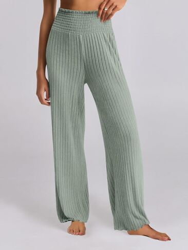 ANRABESS Women 2 Piece Lounge Pajamas Sets Casual Ribbed Knit Long Sleeve Top Pants Matching Set 2024 Fall Outfits Clothes in Saudi Arabia