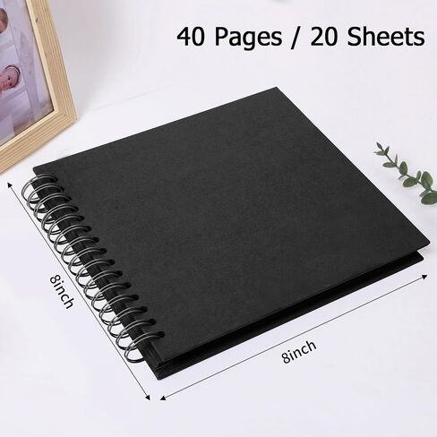Spbapr سجل القصاصات 8x8 بوصة ألبوم القصاصات، ورق كرافت سميك مخصص DIY قصاصات كتاب ألبومات الصور 40 صفحة كتاب الذاكرة للزوجين عائلة الزفاف in Kuwait