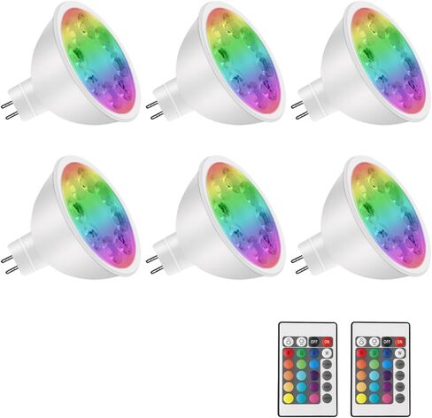 مصابيح LED متغيرة الألوان MR16، مصابيح LED MR16 4 وات 12 فولت GU5.3 قاعدة ثنائية الدبوس، أضواء كشاف متغيرة الألوان RGB MR16، أبيض دافئ + 15 متعدد الألوان لإضاءة المناظر الطبيعية (3 مصابيح مع جهاز تحكم عن بعد) in Kuwait