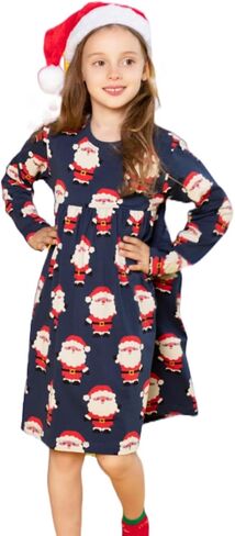 Girl Long Sleeve Dress Christmas Ruffle Rainbow Twirly Skater Midi Party Dress in Kuwait