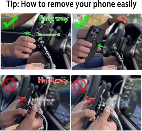 Cup Phone Holder for Car, Magnetic – Compatible with MagSafe, Secure Magnetic Mount, Stability-Enhanced Expandable Base, Flexible Reinforced Gooseneck, Works with iPhone, Galaxy, Pixel [Not Charger] in Saudi Arabia
