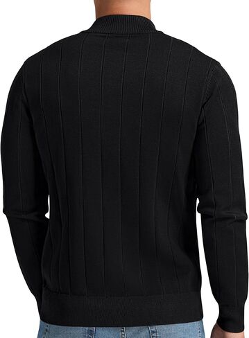 Aimeilgot Mens Quarter Zip Sweaters Mock Neck Casual Long Sleeve Knitted Soft Slim Fit Classic Pullover Polo Sweater in Saudi Arabia
