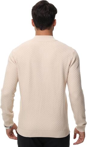 YuKaiChen كنزات رجالية ربع سحاب رقبة دائرية سترة بولو بلوفر كاجوال بسحاب منسوج هينلي كم طويل in Kuwait