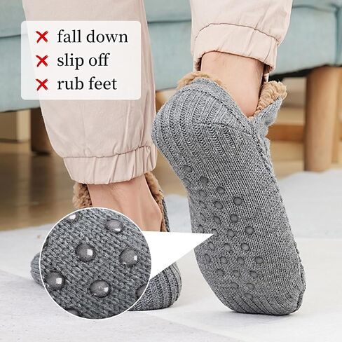 Warm Slipper Socks for Men Indoor Non-Slip Knitted House Sock Shoes Soft Cozy Fuzzy Socks Thermal House Man Slippers Winter Fluffy Bedroom Shoe in Kuwait