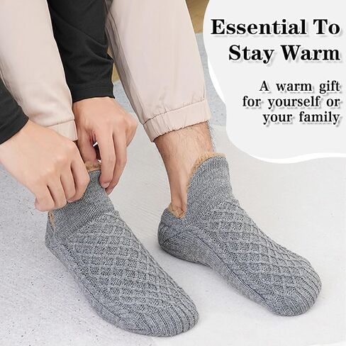 Warm Slipper Socks for Men Indoor Non-Slip Knitted House Sock Shoes Soft Cozy Fuzzy Socks Thermal House Man Slippers Winter Fluffy Bedroom Shoe in Kuwait