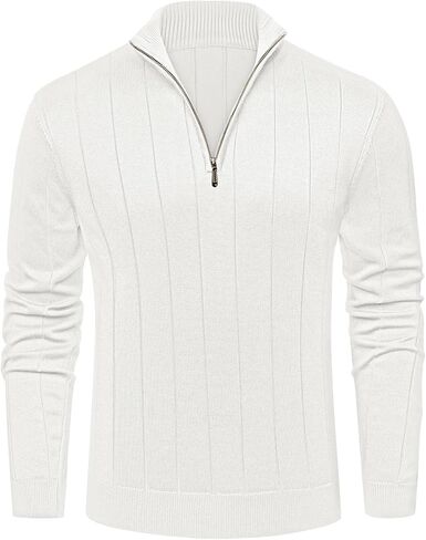 Aimeilgot Mens Quarter Zip Sweaters Mock Neck Casual Long Sleeve Knitted Soft Slim Fit Classic Pullover Polo Sweater in Saudi Arabia