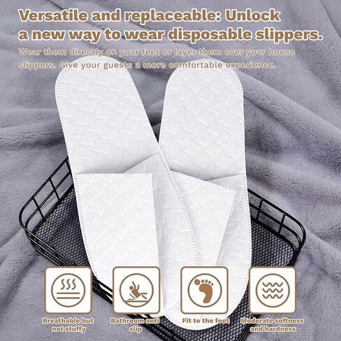 زوجان من شباشب Smilco للاستعمال مرة واحدة للضيوف، شباشب منزلية مضادة للانزلاق للضيوف والنساء والرجال البالغين والفنادق والمنتجعات والنعال الداخلية in Kuwait