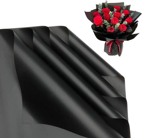 Accguan 24 Sheets Flower Wrapping Paper - Packing Paper, Bouquet Wrapping Paper, for Birthday, Graduation Ceremonies, Wedding, Valentine's Day Gift(Dark Black) in Saudi Arabia