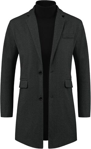 Lars Amadeus Herringbone Overcoats for Men's Classic Fit Single Breasted Winter Trench Coat in Saudi Arabia