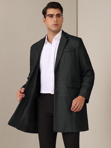 Lars Amadeus Herringbone Overcoats for Men's Classic Fit Single Breasted Winter Trench Coat in Saudi Arabia