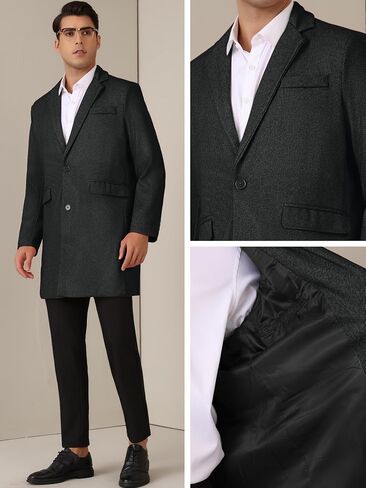 Lars Amadeus Herringbone Overcoats for Men's Classic Fit Single Breasted Winter Trench Coat in Saudi Arabia