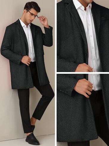 Lars Amadeus Herringbone Overcoats for Men's Classic Fit Single Breasted Winter Trench Coat in Saudi Arabia