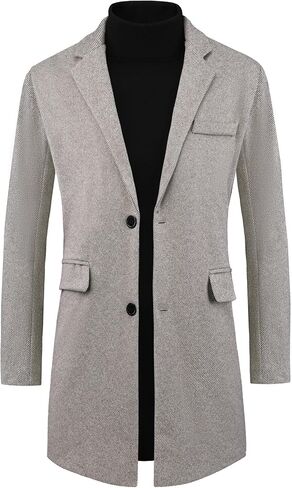 Lars Amadeus Herringbone Overcoats for Men's Classic Fit Single Breasted Winter Trench Coat in Saudi Arabia